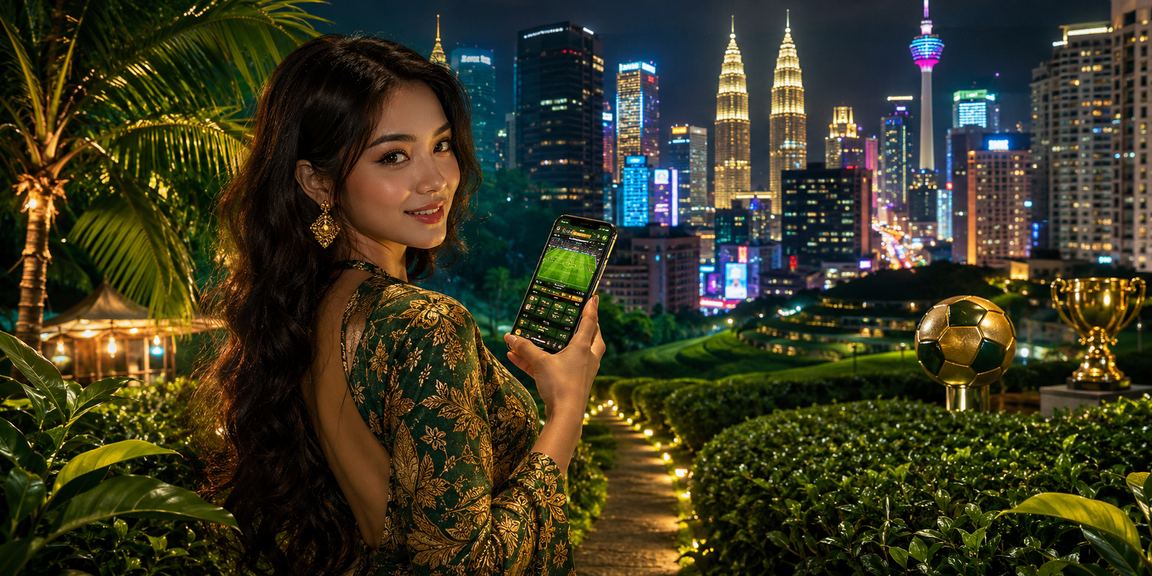 Pemain menggunakan telefon pintar dengan corak batik untuk taruhan sukan langsung di Kuala Lumpur